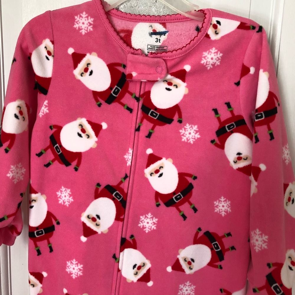 Carter’s one piece footed pink Christmas PJ